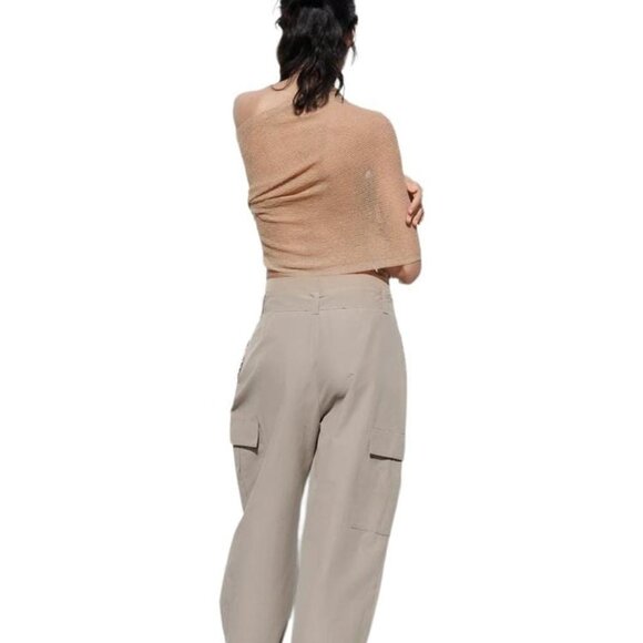 ZARA STRAIGHT CARGO TROUSERS Mid-camel SIZE XS | 4001/051/756 - Picture 5 of 9
